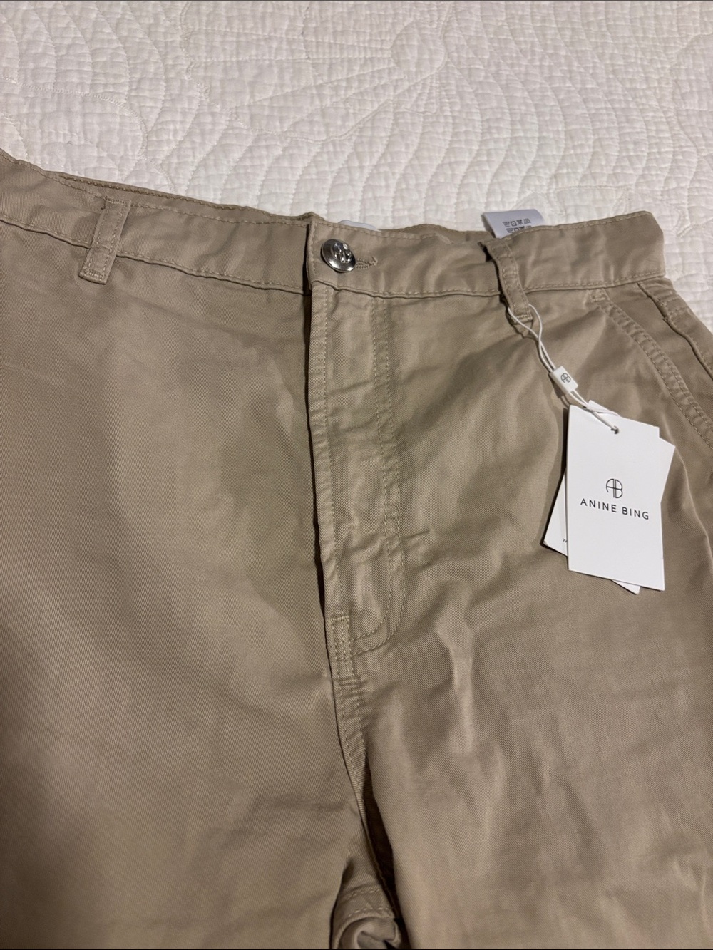 NWT Anine Bing Briley high rise Wide-Leg pants in Tan 28 - Picture 5 of 14